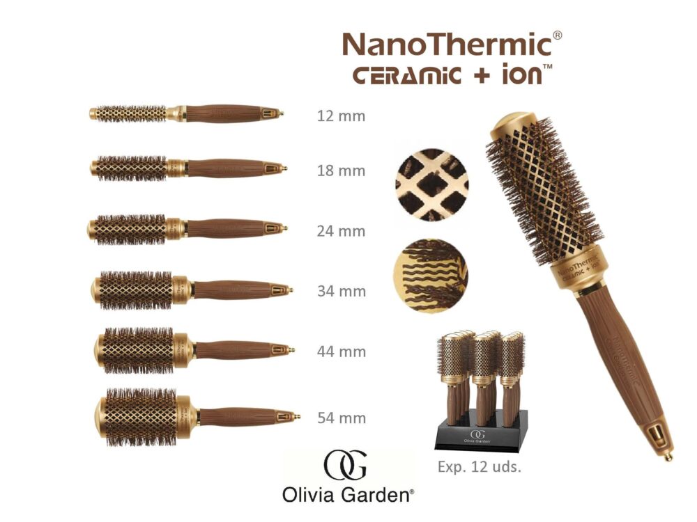 Cepillo Térmico NanoThermic Ceramic+Ion Olivia Garden 34 mm